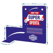 Stopper Lateral em PS 1mm IP F/V – A5 com Porta-etiqueta 10×3,5cm e Base para Fixar – Fita DF