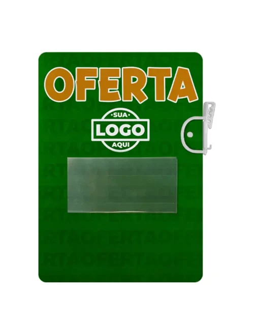 Placa de Identificação em PS 1mm IP F/V – 15x21cm c/ Porta-etiqueta em V e Porta-stopper Mod. 1