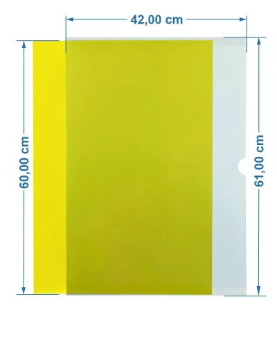 Porta-cartaz em Petg 0,75mm – 1 Bolsa A2 ALS c/ Fita. DF