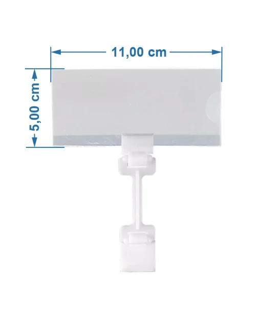 Porta-etiqueta em Poliéster 11x5cm c/ Prendedor Plástico Branco – 10un