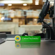 Placa de Identificação Caixa em Pausa ou Fechado 25,5×6,5×5 em Ps 1mm