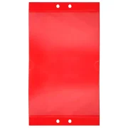 Porta-cartaz PS.21x40cm Bolsa.A4 frontal e 4 parafusos de pressão, exibindo exemplo de cartaz promocional.