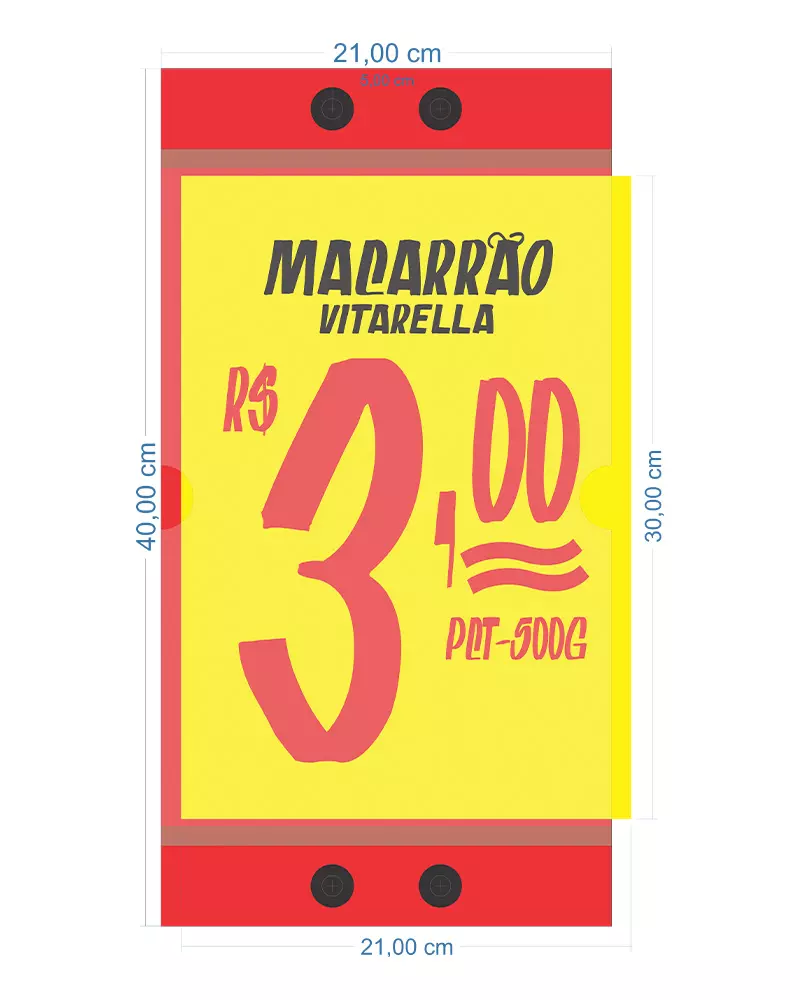 Porta-cartaz em PS 2mm IP – 21x40cm 1 Bolsa A4 – ALS – c/ 4 Parafusos de Pressão
