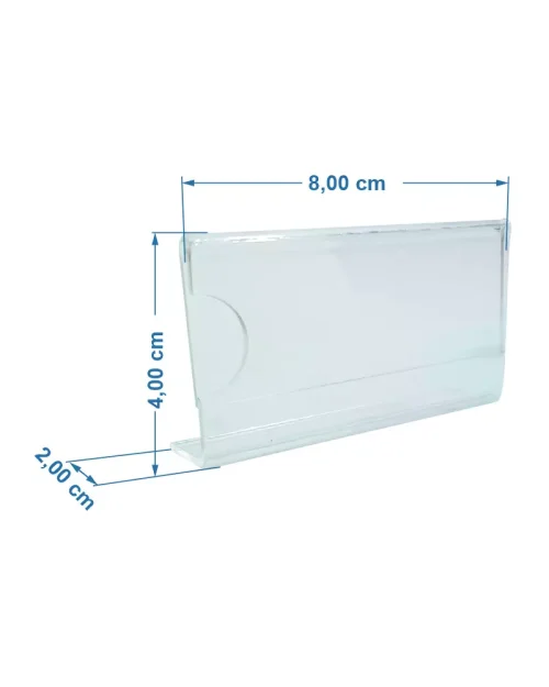 Display de Mesa em Acrílico 2mm SI 8x4cm com C na Frente Base em L
