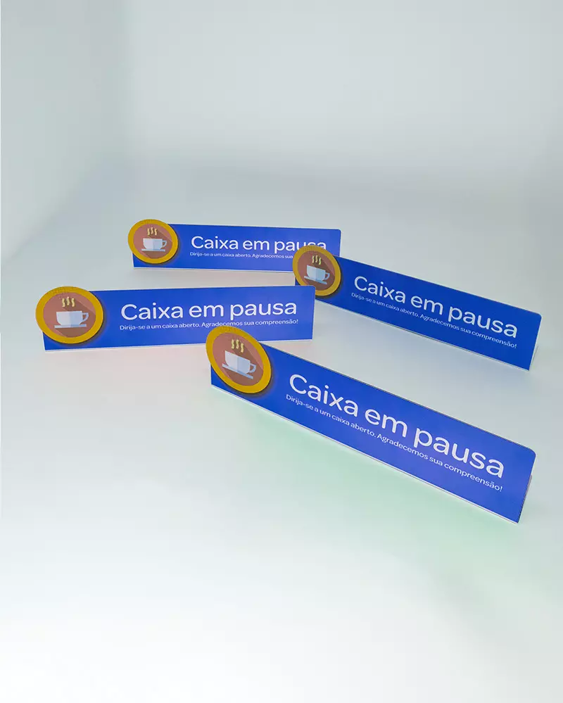 Placa de Identificação Caixa em Pausa ou Fechado 25,5×6,5×5 em Ps 1mm