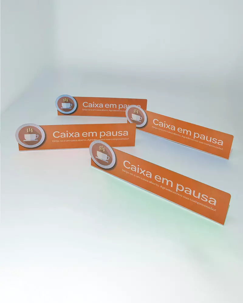 Placa de Identificação Caixa em Pausa ou Fechado 25,5×6,5×5 em Ps 1mm