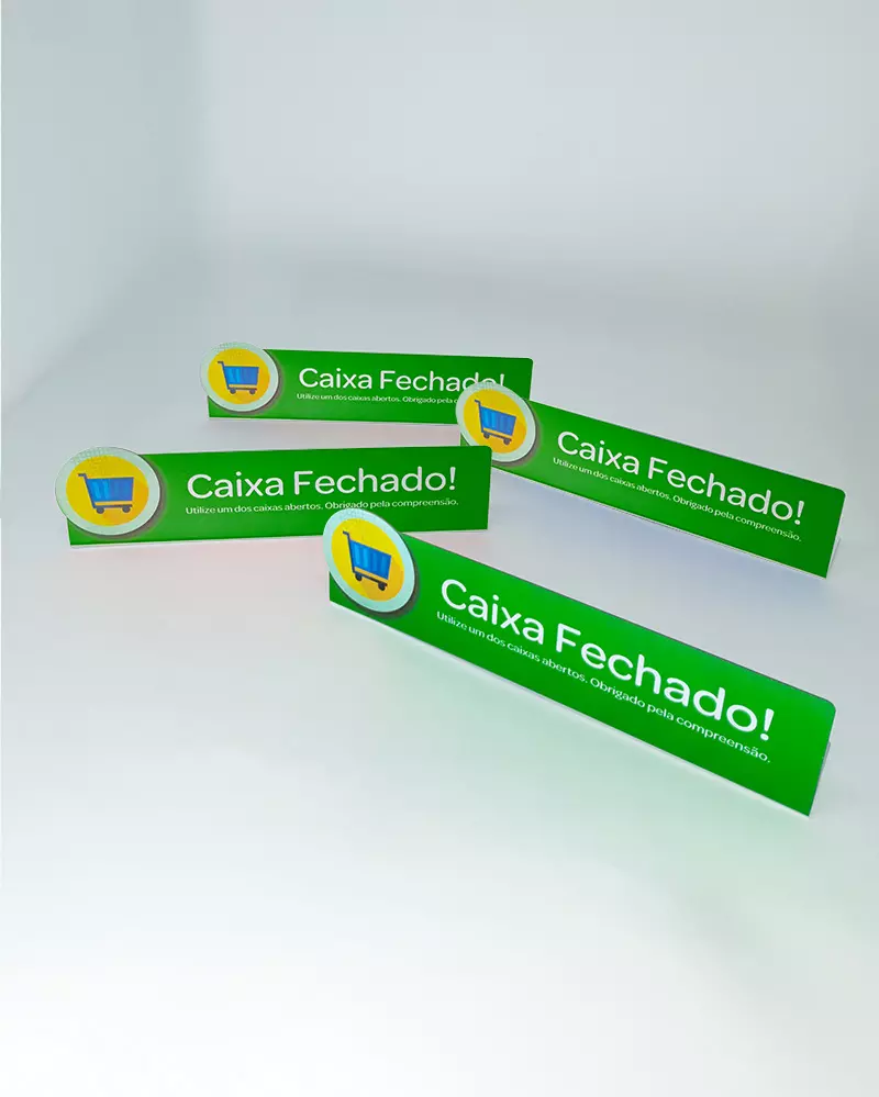 Placa de Identificação Caixa em Pausa ou Fechado 25,5×6,5×5 em Ps 1mm