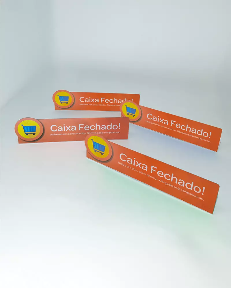 Placa de Identificação Caixa em Pausa ou Fechado 25,5×6,5×5 em Ps 1mm