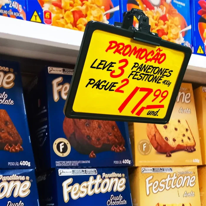 Promoção em supermercado para girar estoque e reorganizar a loja no início do ano