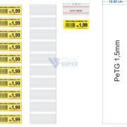 Porta-etiqueta em Petg 1,5mm SI – 10×45,5cm c/ Perfil V065R p/ 10 Etiquetas 10×3,5cm c/ Fita. DF