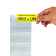 Porta-etiqueta em Petg 1,5mm SI – 10×45,5cm c/ Perfil V065R p/ 10 Etiquetas 10×3,5cm c/ Fita. DF