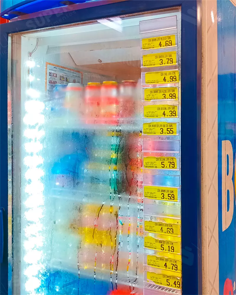 Porta-etiqueta em Petg 1,5mm SI – 10×45,5cm c/ Perfil V065R p/ 10 Etiquetas 10×3,5cm c/ Fita. DF