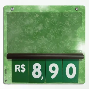 Precificador E2.23x22cm numero verdecom numeração tipo caderninho. Durável, prático e ideal para supermercados, padarias e lojas.
