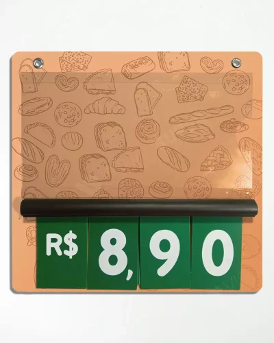 Precificador E2 em PS 2mm IP – 23x22cm c/ Nº Verde c/ 2 ilhós