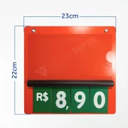 Precificador E2 em PS 2mm IP – 23x22cm c/ Nº Verde c/ 2 ilhós