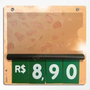Precificador E2 em PS 2mm IP – 23x22cm c/ Nº Verde c/ 2 ilhós