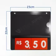 Precificador E2 em PS 2mm IP – 23x22cm c/ Nº Vermelho c/ 2 ilhós