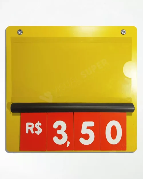 Precificador E2 em PS 2mm IP – 23x22cm c/ Nº Vermelho c/ 2 ilhós