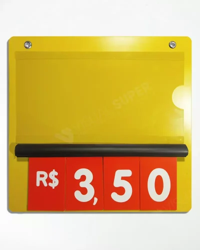 Precificador E2 em PS 2mm IP – 23x22cm c/ Nº Vermelho c/ 2 ilhós