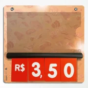Precificador E2 em PS 2mm IP – 23x22cm c/ Nº Vermelho c/ 2 ilhós