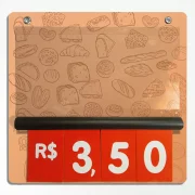 Precificador E2 em PS 2mm IP – 23x22cm c/ Nº Vermelho c/ 2 ilhós