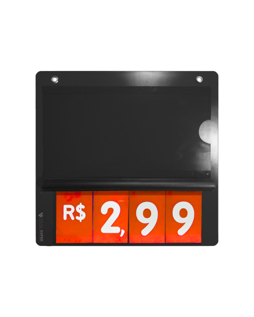 Precificador E2 em PS 2mm IP – 23x22cm c/ Nº Vermelho F/V c/ 2 ilhós