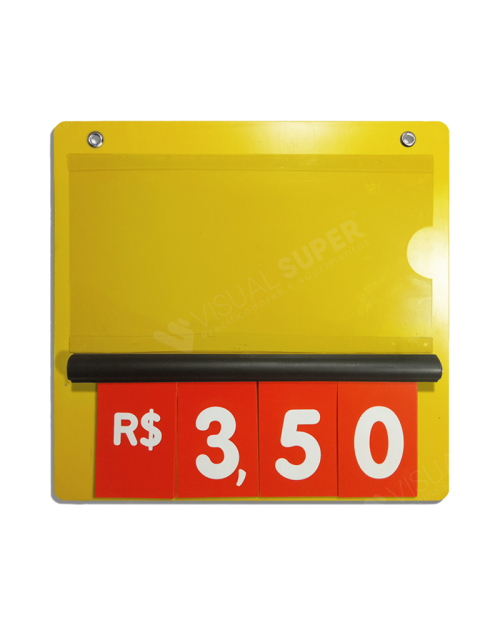 Precificador E2 em PS 2mm IP – 23x22cm c/ Nº Vermelho F/V c/ 2 ilhós
