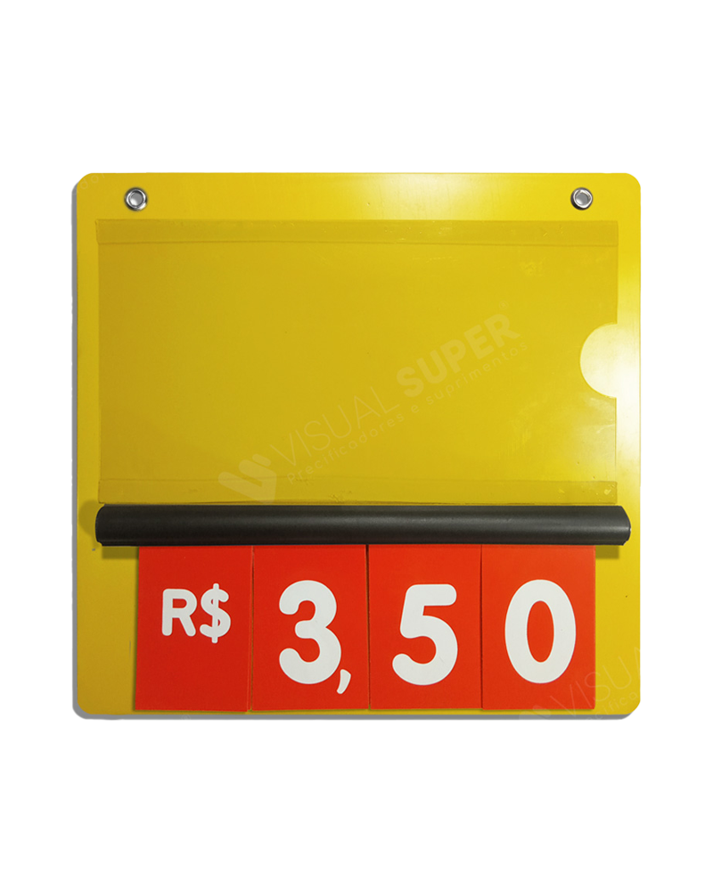 Precificador E2 em PS 2mm IP – 23x22cm c/ Nº Vermelho F/V c/ 2 ilhós