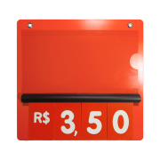 Precificador E2 em PS 2mm IP – 23x22cm c/ Nº Vermelho F/V c/ 2 ilhós