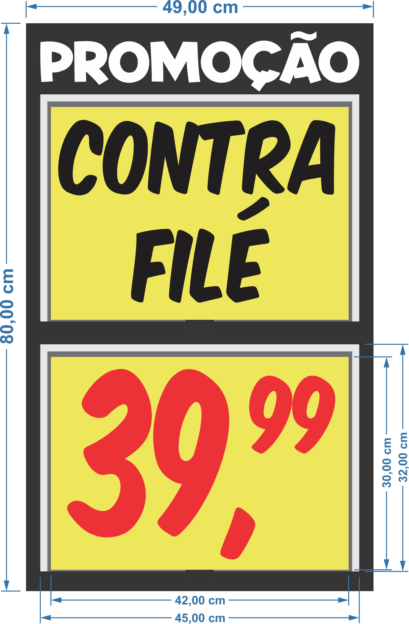 Cavalete em PVC c/ Porta-cartaz – 49x80cm 2 Bolsas A3 AB – F/V