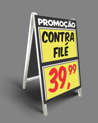Cavalete em PVC c/ Porta-cartaz – 49x80cm 2 Bolsas A3 AB – F/V