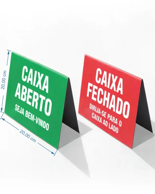 Placa de Identificação Caixa Aberto / Fechado 20×20 cm