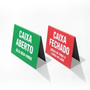 Placa caixa aberto e fechado reversível para frente de caixa em supermercado
