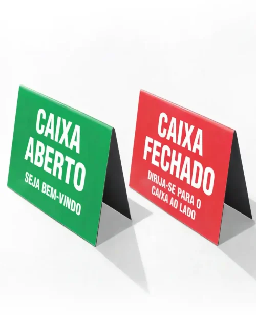 Placa de Identificação Caixa Aberto / Fechado 20×20 cm