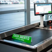 Placa de Identificação Caixa Aberto / Fechado Vermelho e Verde 30×7 cm