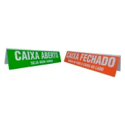 Placa de Identificação Caixa Aberto / Fechado Vermelho e Verde 30×7 cm