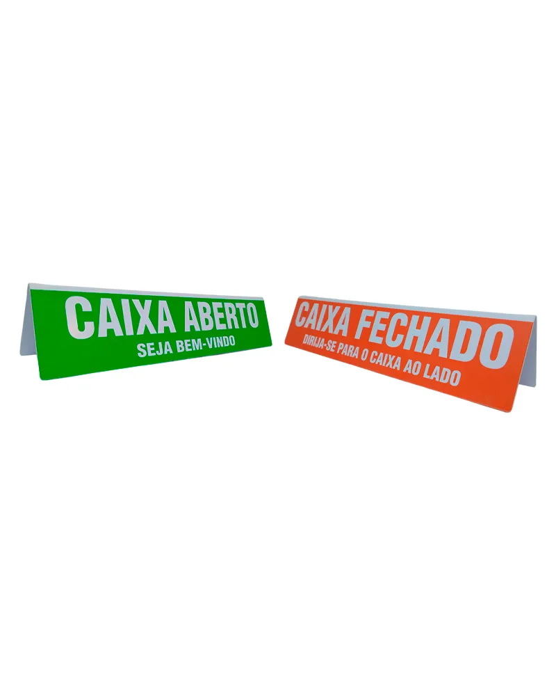 Placa de Identificação Caixa Aberto / Fechado Vermelho e Verde 30×7 cm