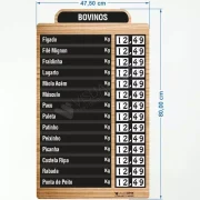 Painel Precificador em Acm 3mm IP – 47,5x80cm 14 Itens Removíveis – c/ Fita. DF