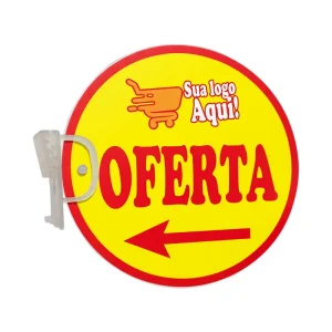 Stopper Seta Oferta 14.5x14.5cm em PP 0,4mm com impressão frente e verso e Porta-Stopper incluso. Ideal para destacar promoções de produtos no PDV.