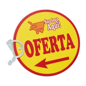 Stopper Ofertas 14.5x14.5cm mod.02 c/Porta-stopper, para sinalização de ofertas, material de merchandising, comunicação visual no supermercado.