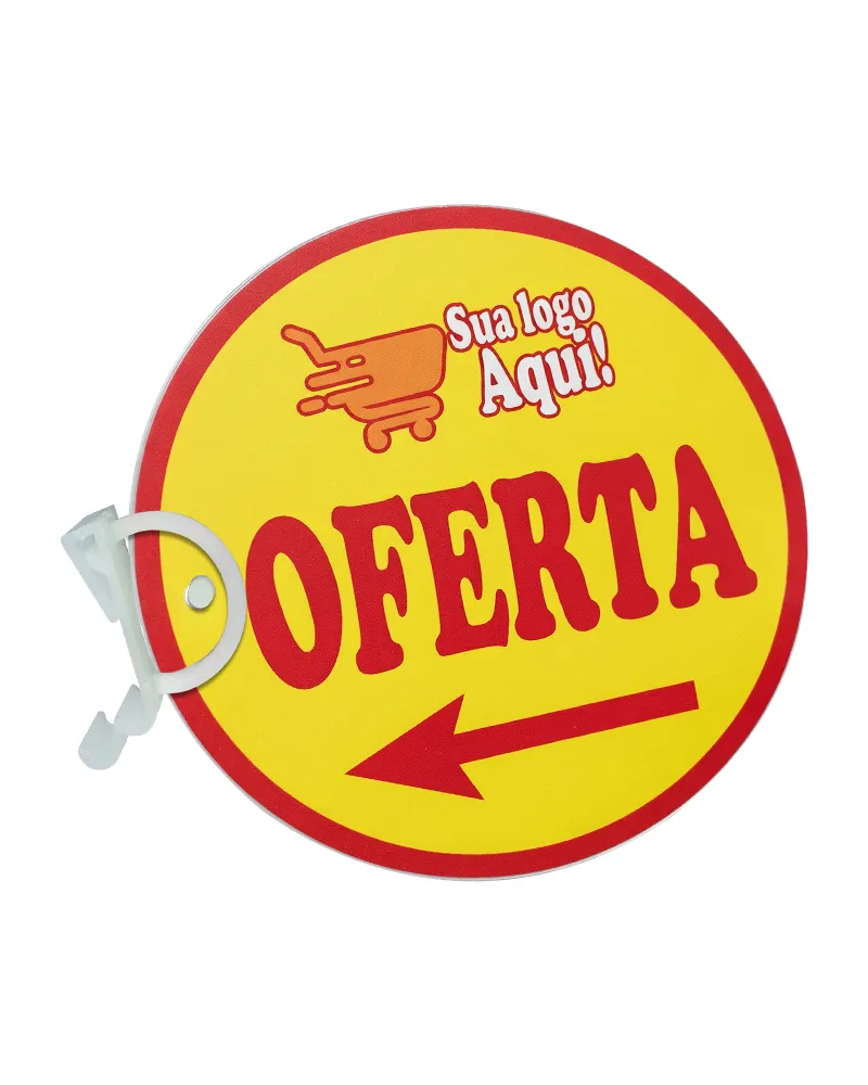 Stopper Ofertas 14.5x14.5cm mod.02 c/Porta-stopper, para sinalização de ofertas, material de merchandising, comunicação visual no supermercado.