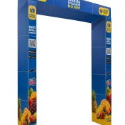 Portal Promocional Polionda 265x300cm. Estrutura modular personalizada para supermercados, atacarejos, feiras, eventos e campanhas promocionais.