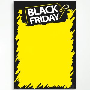 Cartaz de Ofertas Black Friday Modelo BF-01 A3 30x42cm para divulgação de promoções no ponto de venda.