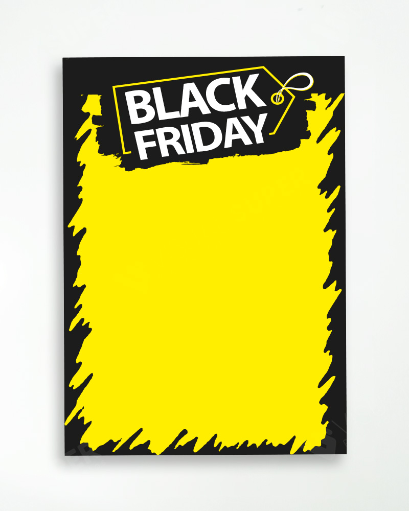 Cartaz de Ofertas Black Friday Modelo BF-01 A3 30x42cm para divulgação de promoções no ponto de venda.