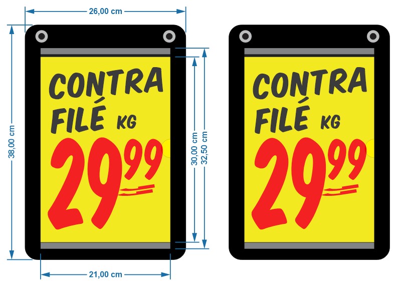 Porta-cartaz em HoneyComb 3mm 26x38cm c/1 Bolsa A4 – 2 Ilhos