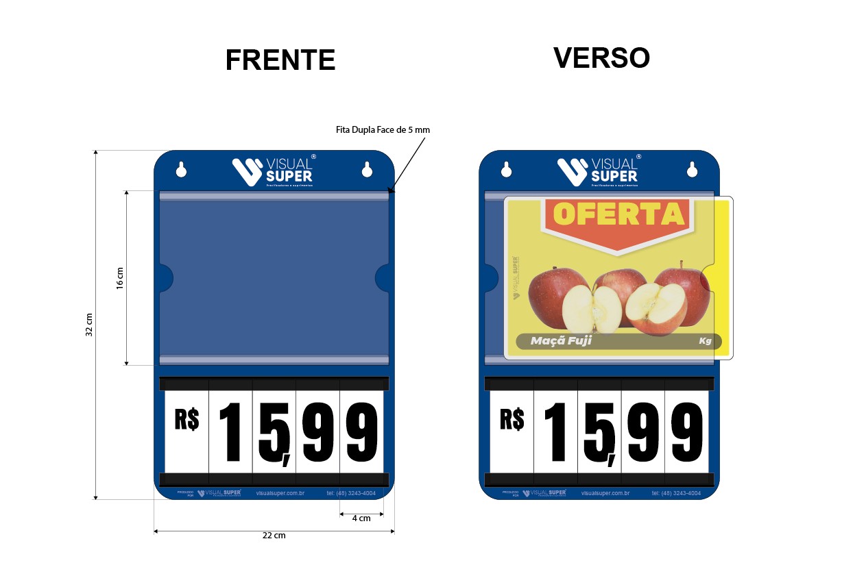 Precificador E2 Honeycomb 22x32cm.F/V com bolsa A5 Frente e Verso, Numerais Sanfonados e impressão personalizada. Ideal para ofertas no PDV.