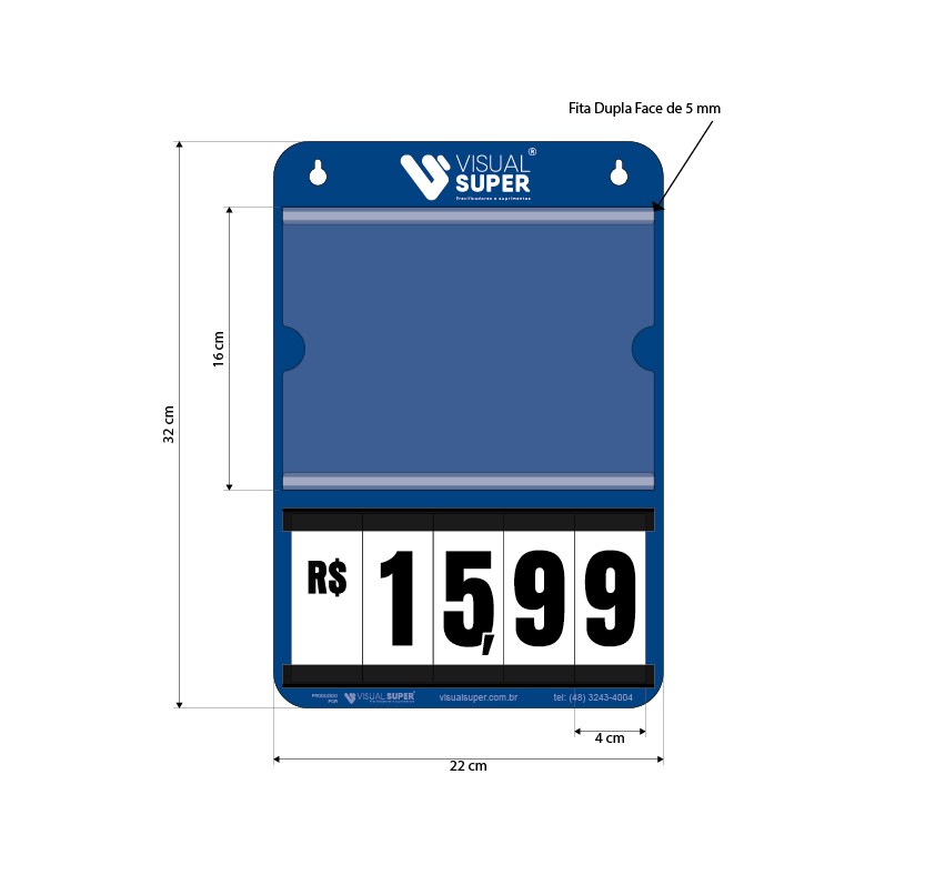 Precificador E2 em Honeycomb 3mm IP – 22x32cm c/ 1 bolsa A5 c/ Nº Branco c/ Gota de 1cm