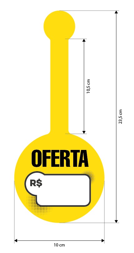 Wobbler Escreve e Apaga em PVC IP – 10×23,5cm c/ 1 Caneta Preta c/ Apagador – 10un