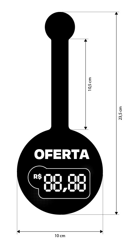Wobbler Escreve e Apaga em PVC IP – 10×23,5cm c/ 1 Caneta Preta c/ Apagador – 10un
