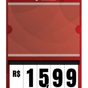Precificador E2 Honeycomb 22x32cm com bolsa A5, Numerais Sanfonados e impressão personalizada. Ideal para ofertas no PDV.